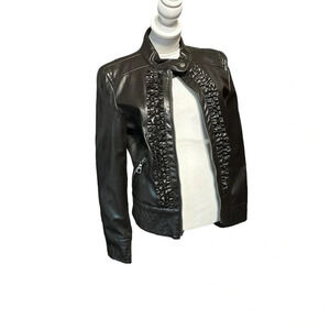 Rampage women's size small brown faux leather cropped moto jacket